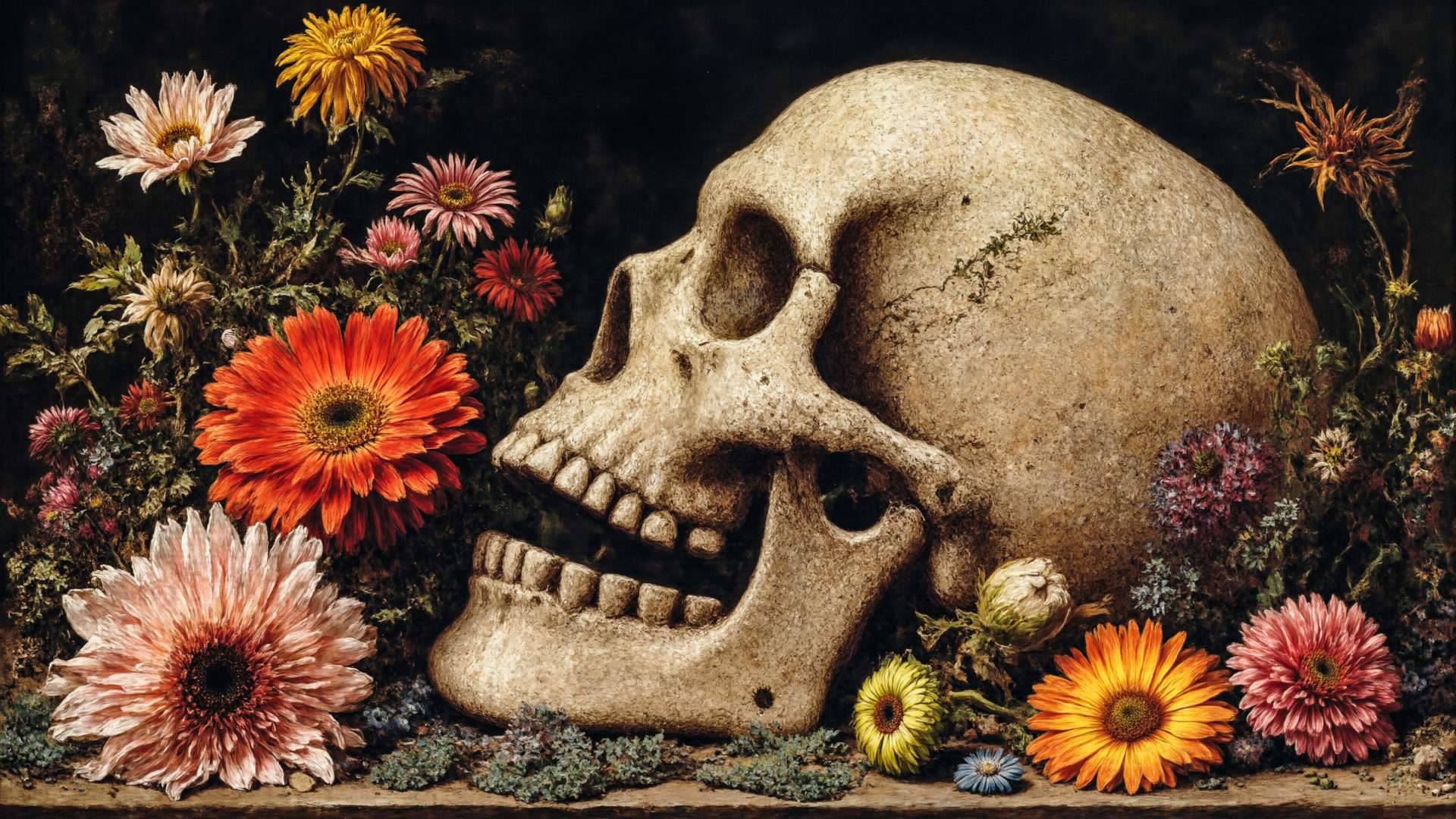頭蓋骨と花(Vanitas)01