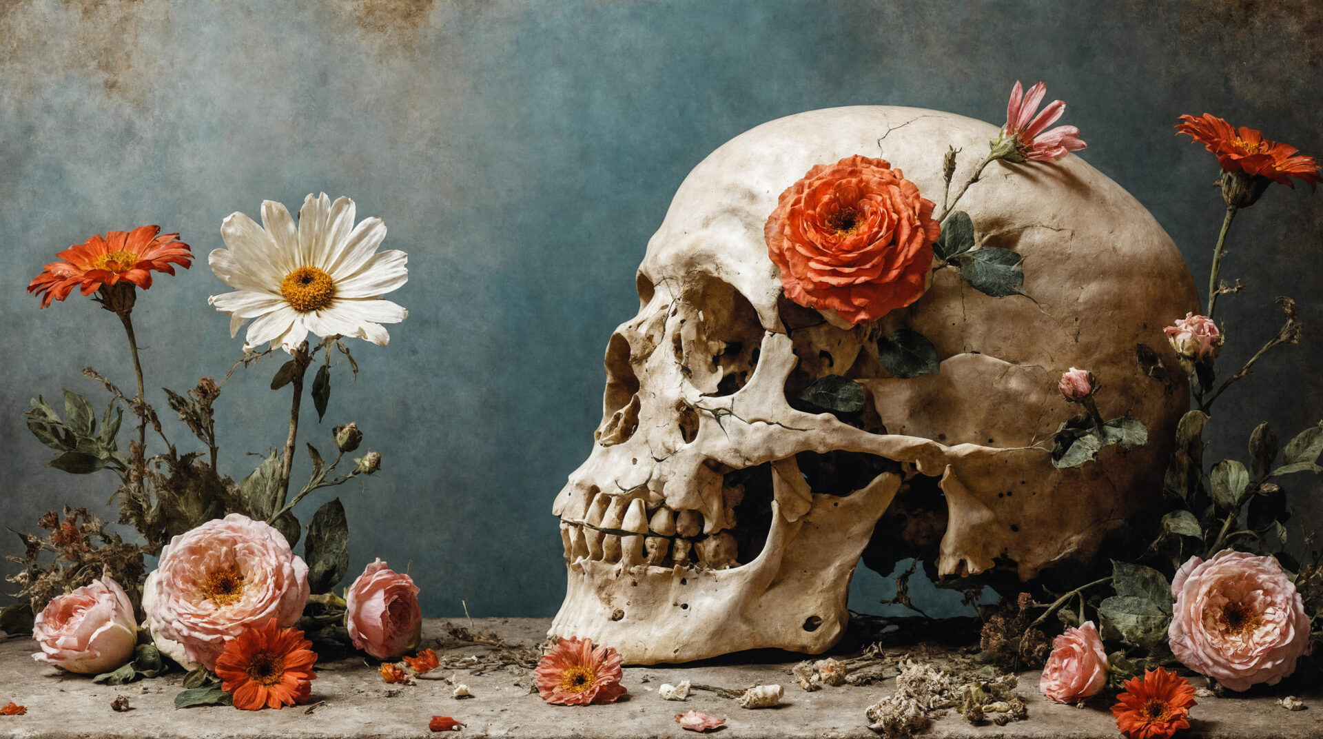 頭蓋骨と花(Vanitas)02
