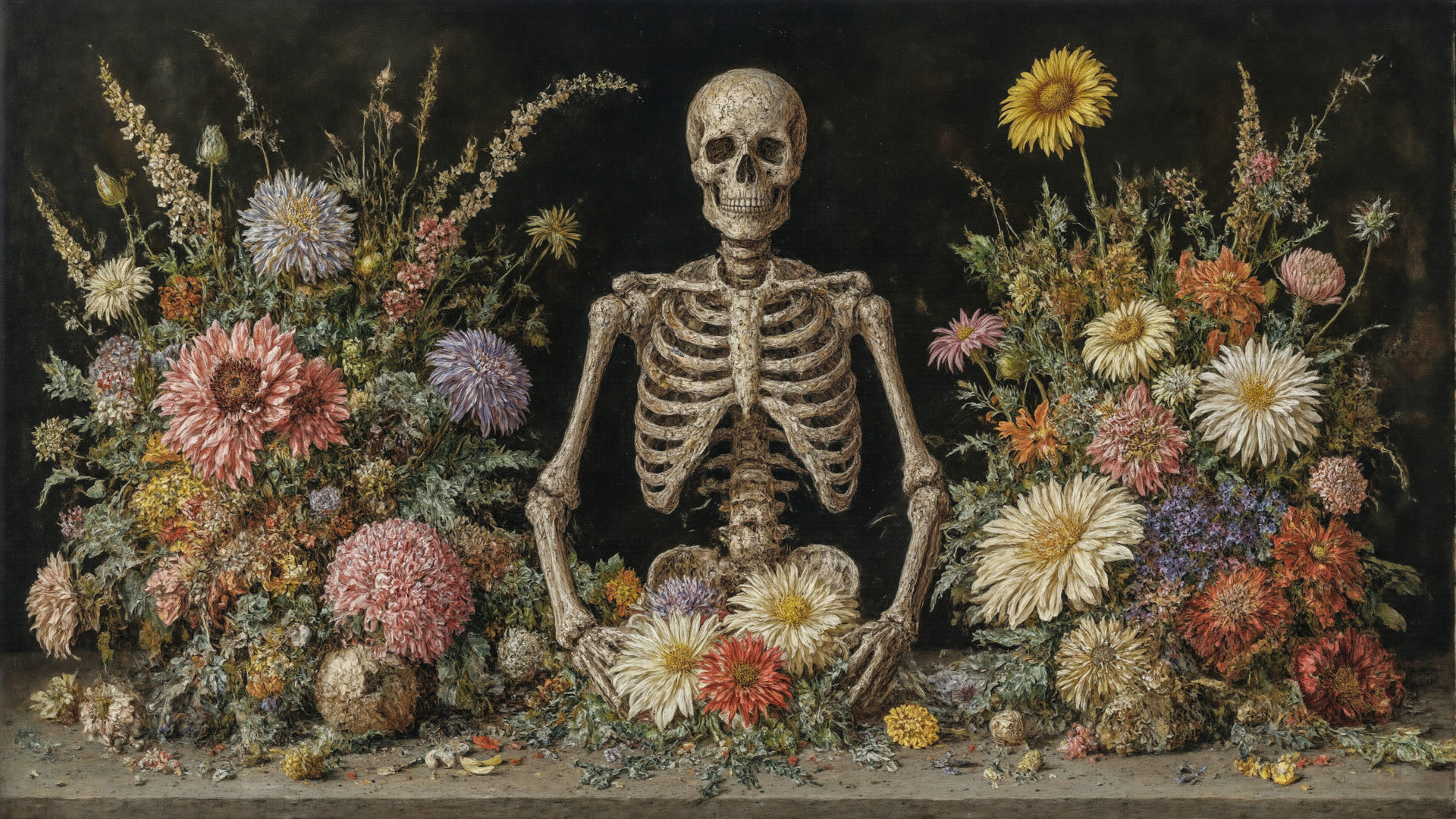 頭蓋骨と花(Vanitas)03