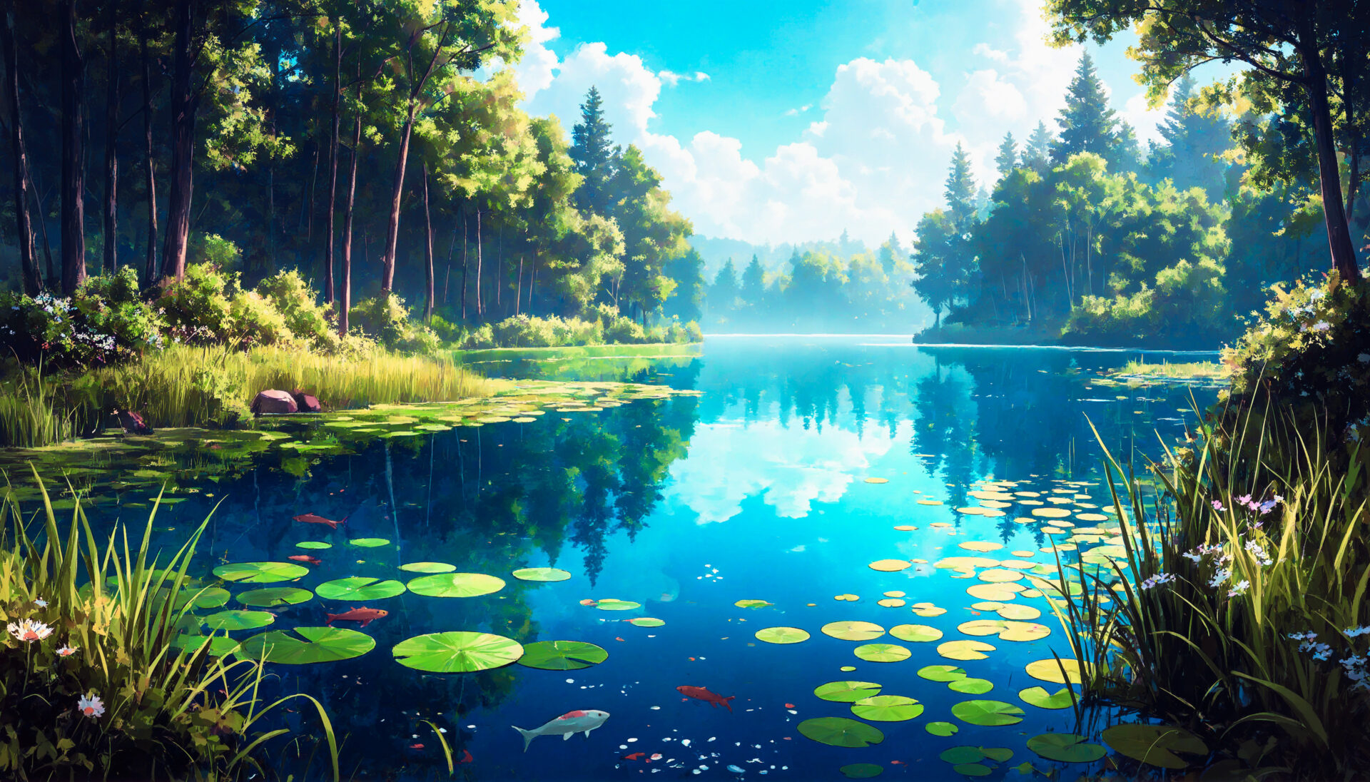 魚が泳ぐ青い湖03