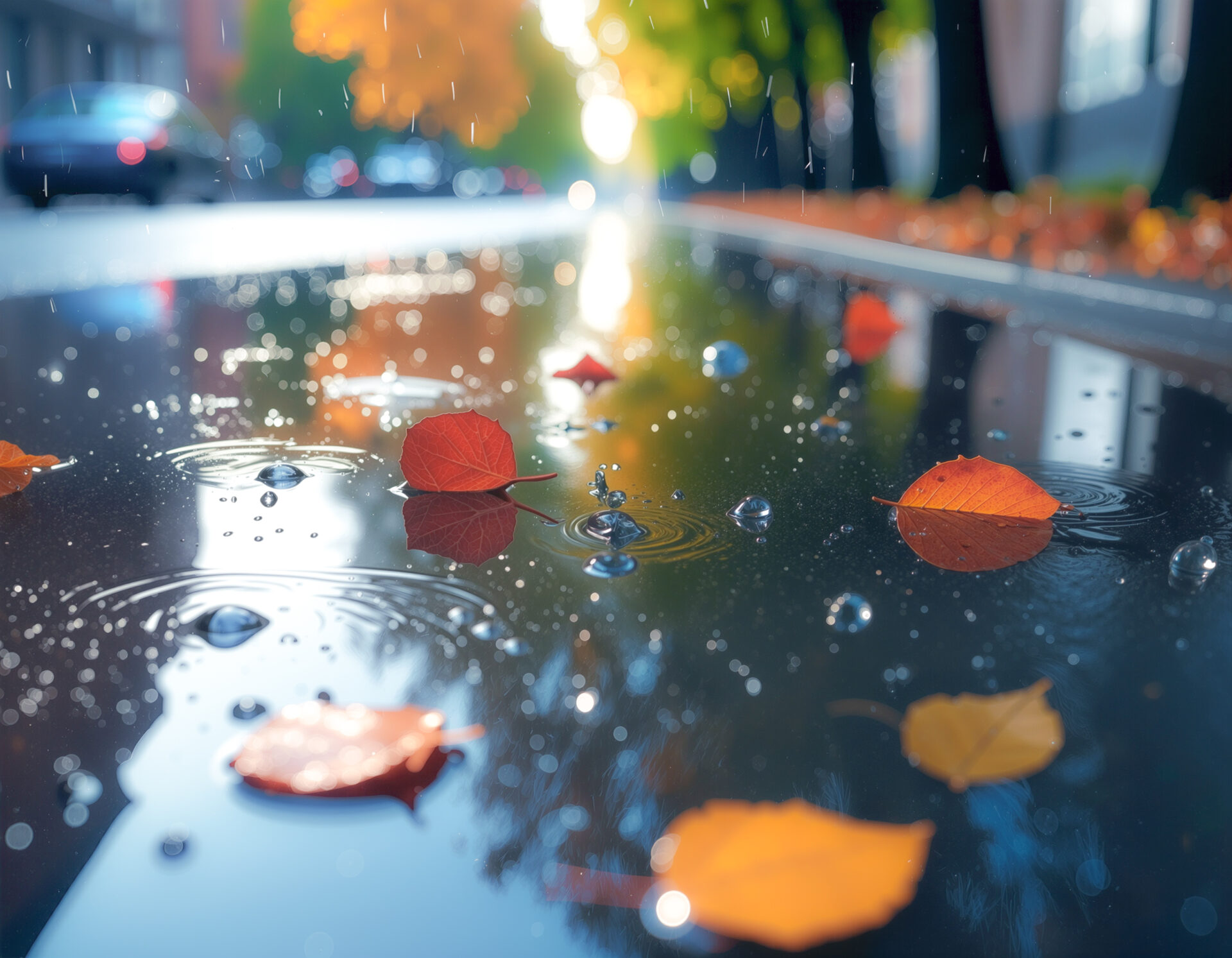 落葉と水たまり　01