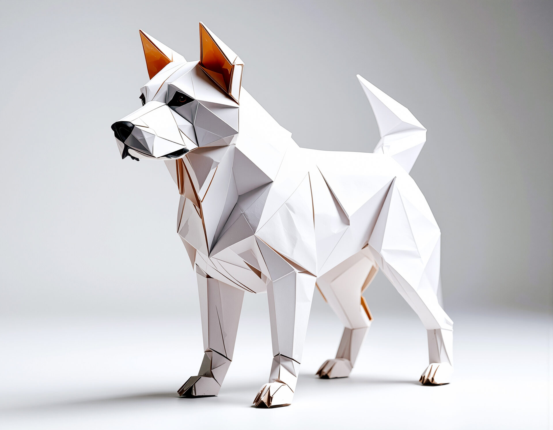 折り紙で作られた白い犬