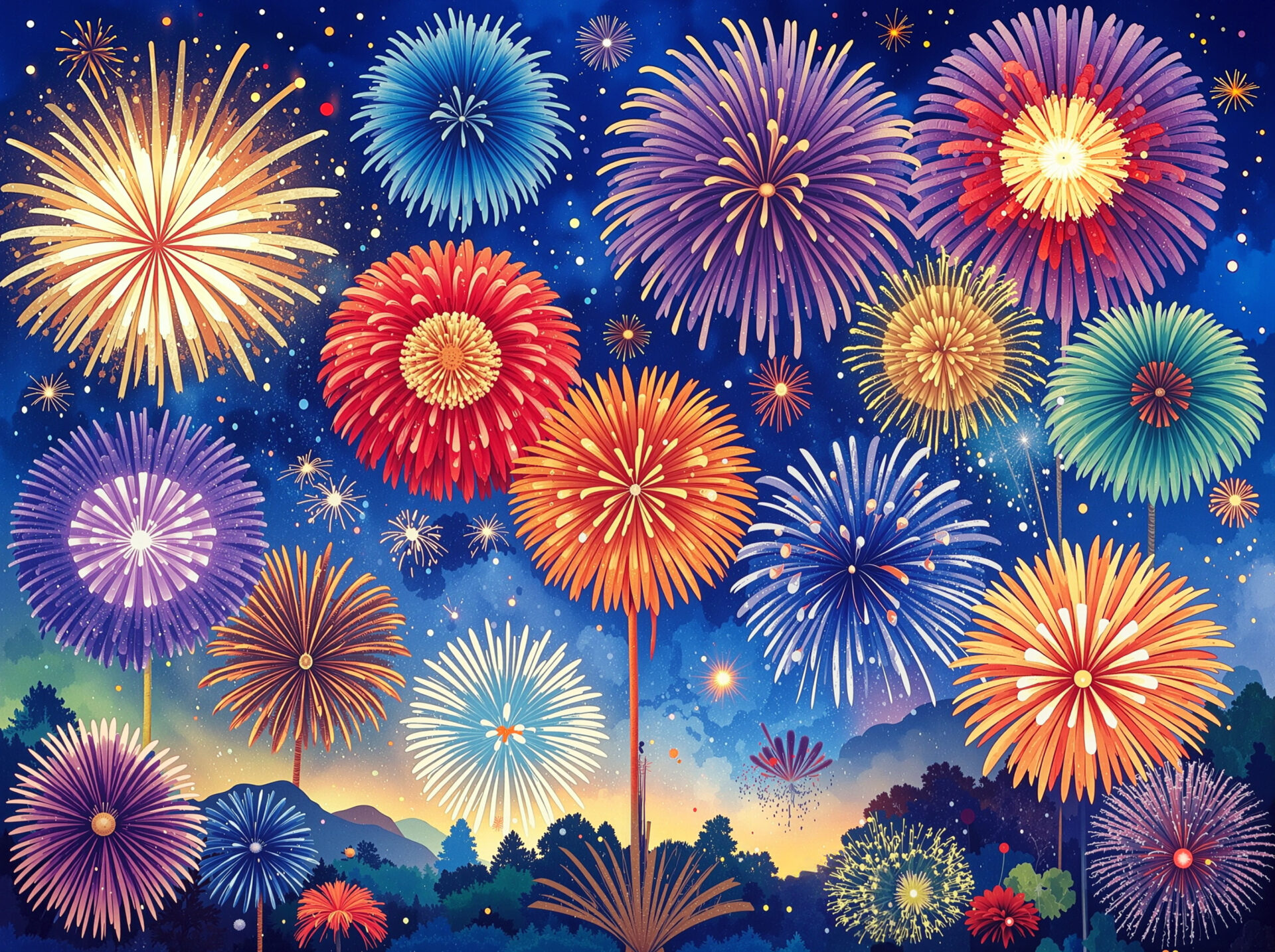 打ち上げ花火のイラスト 02