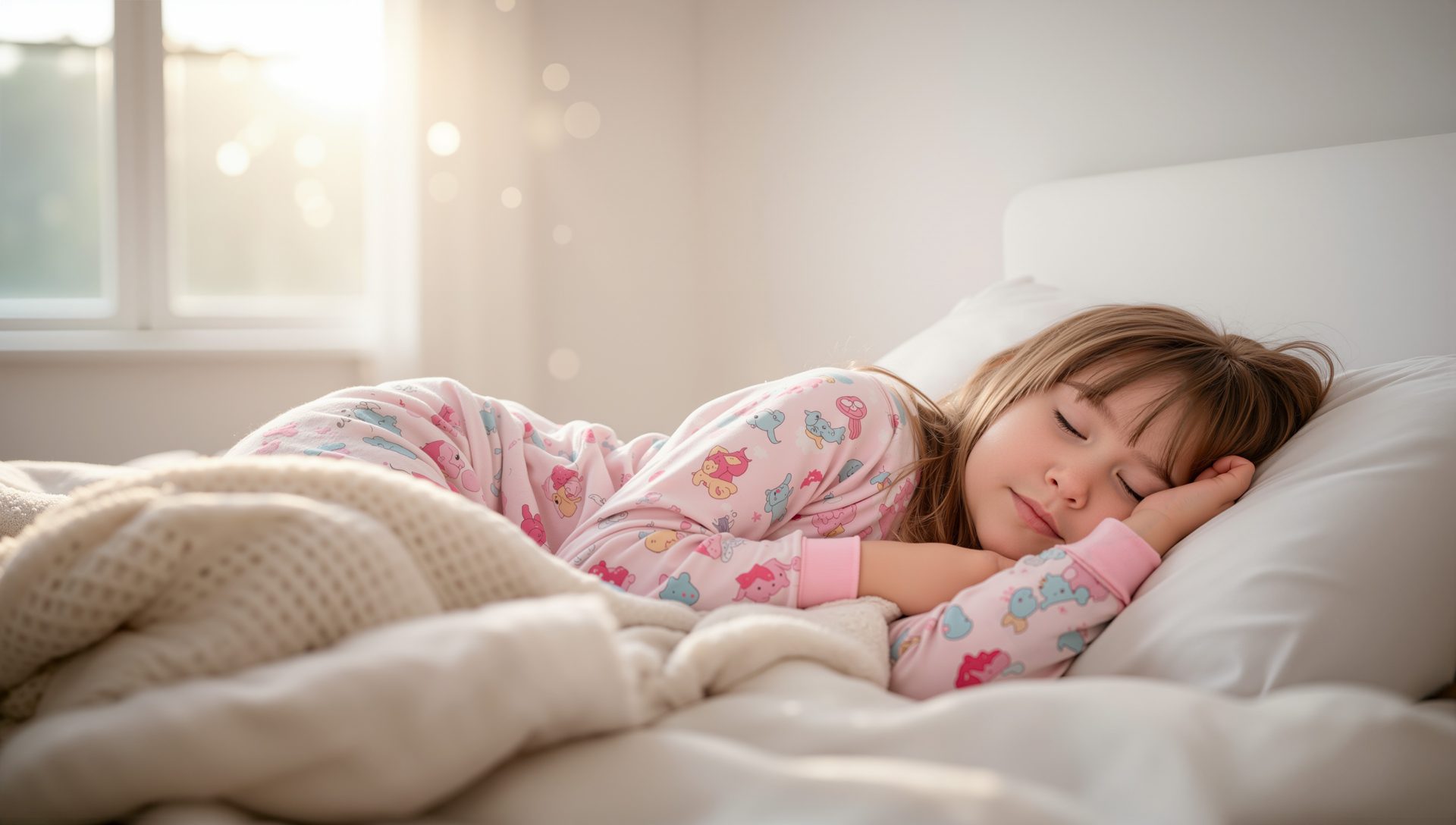 眠っている女の子の朝